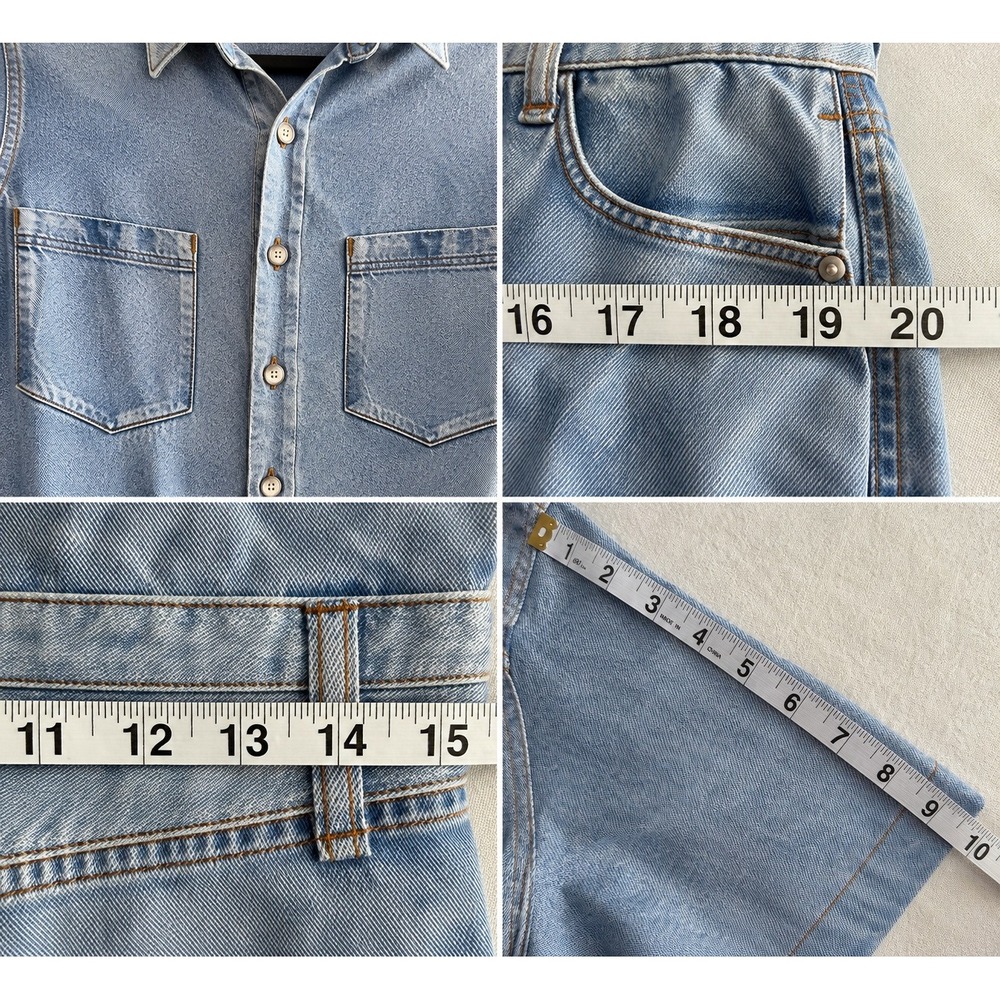 Rag & Bone Denim Dress Women Medium Blue Tencel Short Sleeve Mini Button Front - Picture 7 of 9